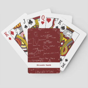 Personalised Maroon Math Formulas Equations Playing Cards