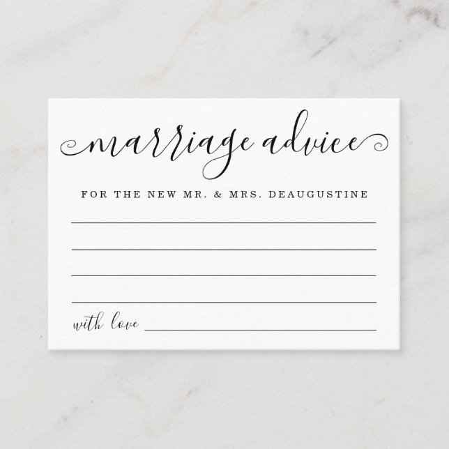 Personalised Marriage Advice Cards - Simple (Front)