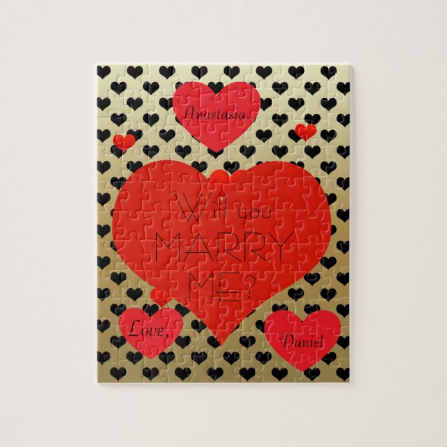 Personalised marriage proposal will you marry me jigsaw puzzle (Vertical)