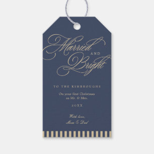 Personalised Married and Bright Newlywed Christmas Gift Tags