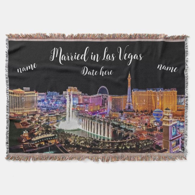 Personalised Married in Las Vegas Throw Blanket (Front)