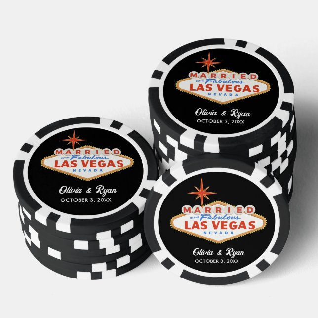 Personalised Married in Las Vegas Wedding Favour Poker Chips (Stack)