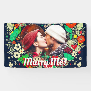 Personalised Marry Me Floral Heart Frame Photo Banner