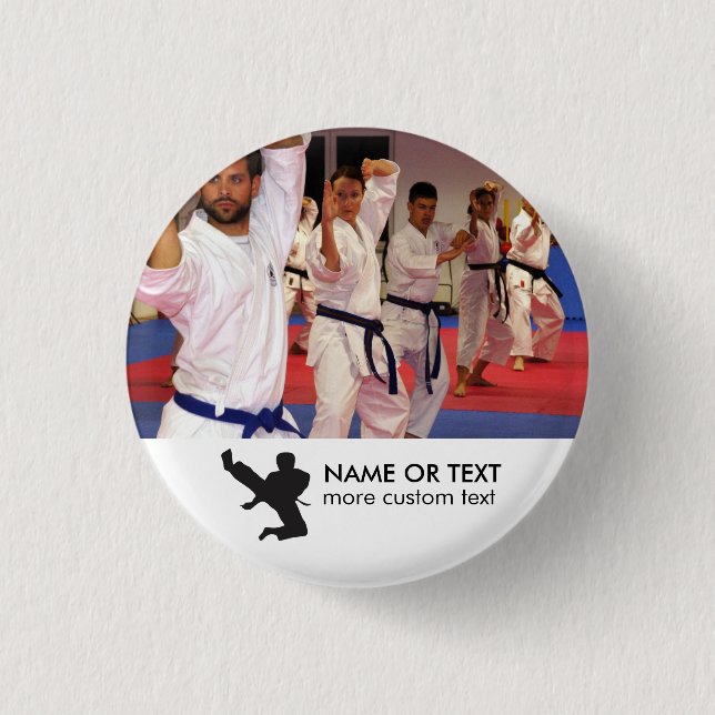 Personalised Martial Arts Karate Photo & Name 3 Cm Round Badge (Front)