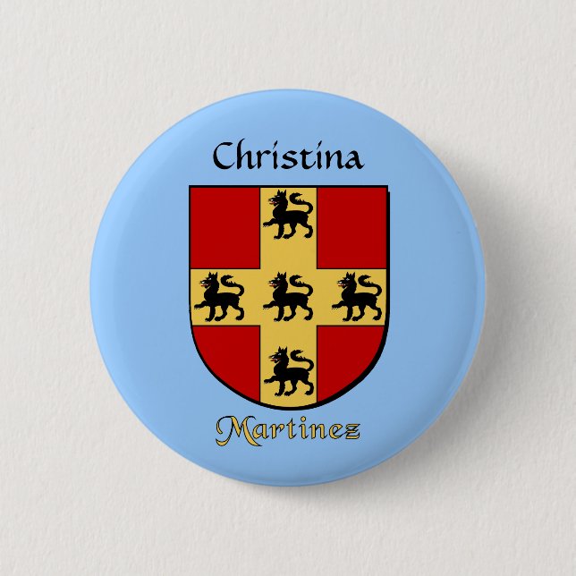 Personalised Martinez Historical Shield 6 Cm Round Badge (Front)