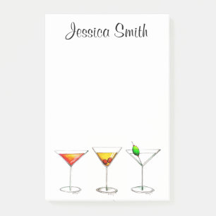 Personalised Martini Cosmo Manhattan Cocktails Post-it Notes