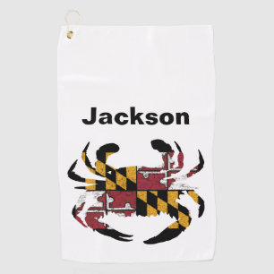 Personalised Maryland Flag Blue Crab Golf Towel