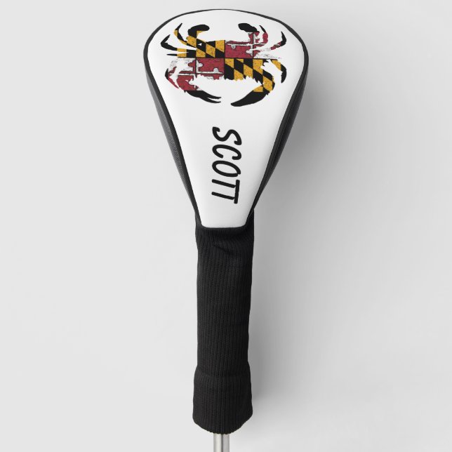 Personalised Maryland Flag Driver Cover with Crab  (Front)