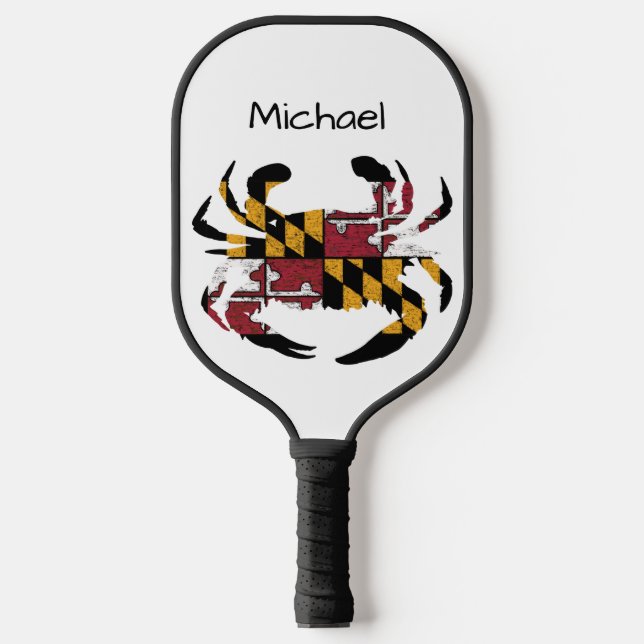 Personalised Maryland State Flag / Blue Crab Pickleball Paddle (Front)