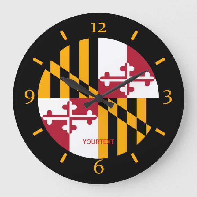Personalised Maryland State Flag Design on Large Clock (Front)
