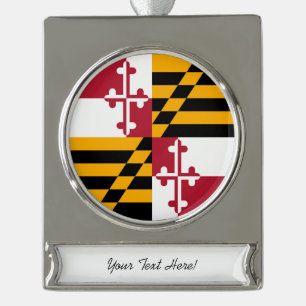 Personalised Maryland State Flag Design Silver Plated Banner Ornament