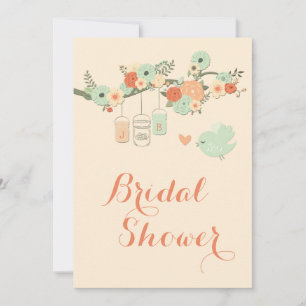 Personalised Mason Jars Floral Tree Bridal Shower Invitation