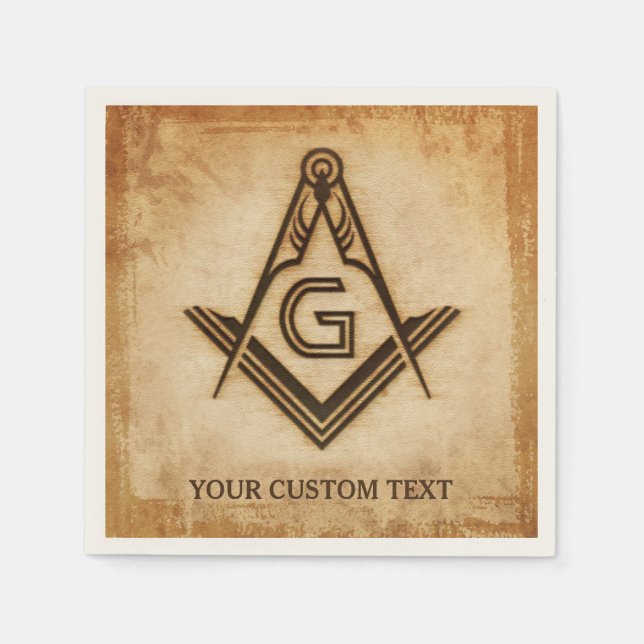 Personalised Masonic Napkins | Rustic Parchment (Front)