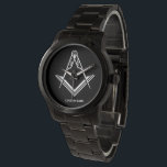 Personalised Masonic Watches | Freemason Gifts<br><div class="desc">These classy and sophisticated modern personalised masonic watches make for unique and custom freemason gifts for yourself or another lodge brother... Customise this watch design easily with your own text, alter background colours, and even the the square and compass symbol style. The sharp black and white design illustrates the square...</div>
