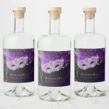 Personalised Masquerade Party Water Bottle Label