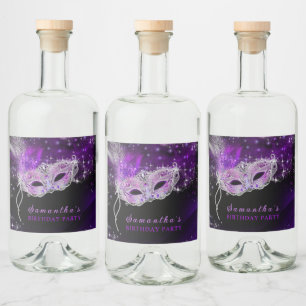 Personalised Masquerade Party Water Bottle Label