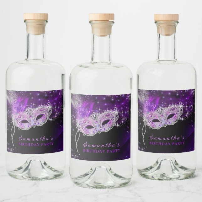 Personalised Masquerade Party Water Bottle Label (Bottles)