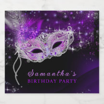 Personalised Masquerade Party Water Bottle Label