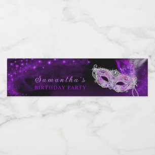 Personalised Masquerade Party Water Bottle Label
