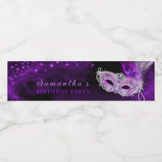 Personalised Masquerade Party Water Bottle Label (Single Label)