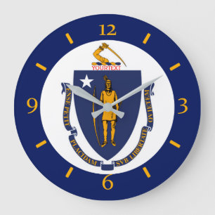 Personalised Massachusetts State Flag Design on Large Clock