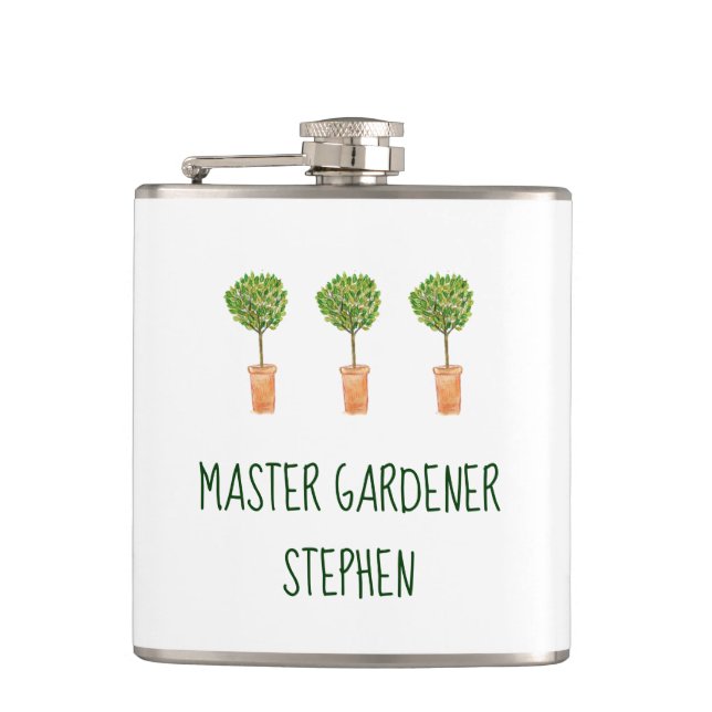 Personalised Master Gardener | Gardening Hip Flask (Front)
