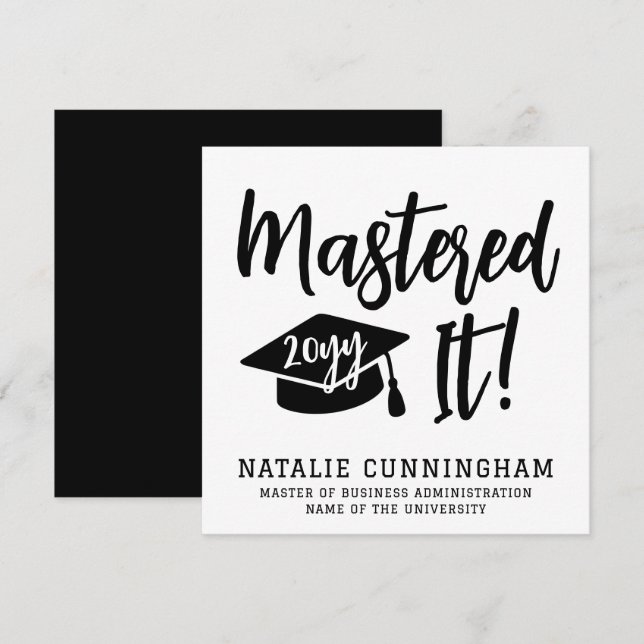 Personalised Masters Degree Graduation Mastered It (Front/Back)