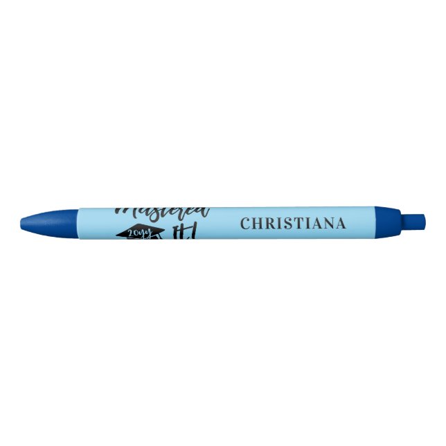 Personalised Masters Degree Graduation Mastered It Black Ink Pen (Front)
