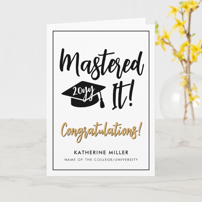 Personalised Masters Degree Graduation Mastered It Card (Yellow Flower)