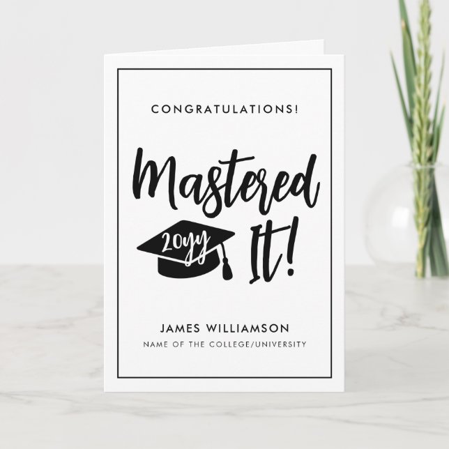Personalised Masters Degree Graduation Mastered It Card (Front)
