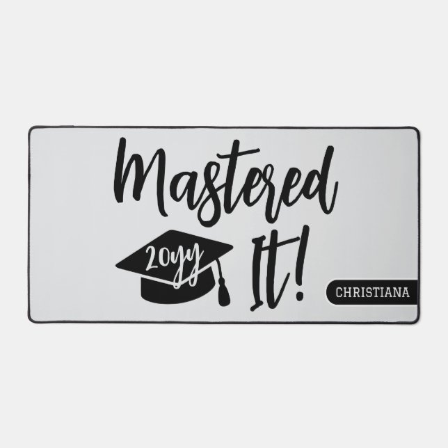 Personalised Masters Degree Graduation Mastered It Desk Mat (Front)