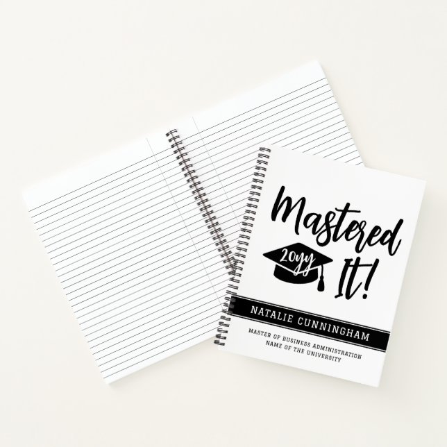 Personalised Masters Degree Graduation Mastered It Notebook (Inside)