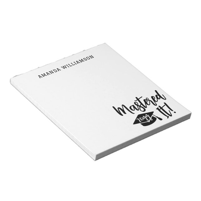 Personalised Masters Degree Graduation Mastered It Notepad (Angled)