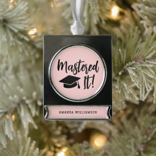 Personalised Masters Degree Graduation Mastered It Silver Plated Banner Ornament