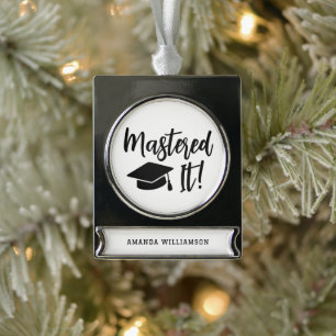 Personalised Masters Degree Graduation Mastered It Silver Plated Banner Ornament