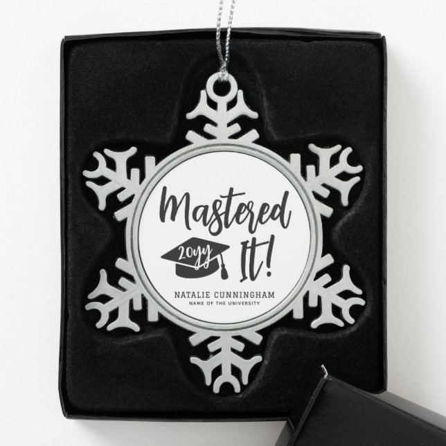 Personalised Masters Degree Graduation Mastered It Snowflake Pewter Christmas Ornament (Box)