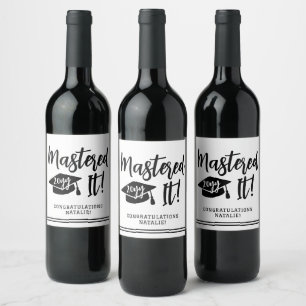 Personalised Masters Degree Graduation Mastered It Wine Label
