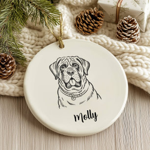 Personalised Mastiff Dog Christmas Ceramic Tree Decoration