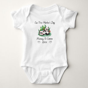 Personalised Matching First Mother’s Day Panda Baby Bodysuit