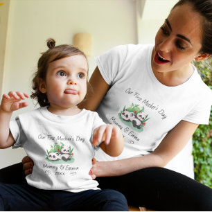 Personalised Matching First Mother’s Day Panda Mum Tri-Blend Shirt