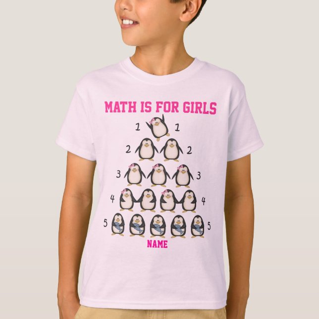 Personalised Math Is For Girls, I Love Math T-Shirt (Front)