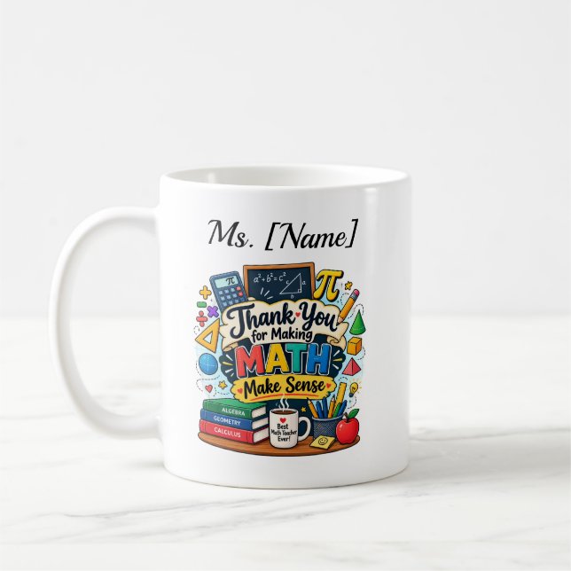 Personalised Math Teacher Coffee Mug | Best Math T (Left)
