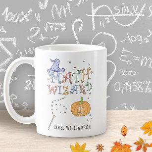 Personalised Math Wizard Pumpkin Pie Math Teacher Coffee Mug