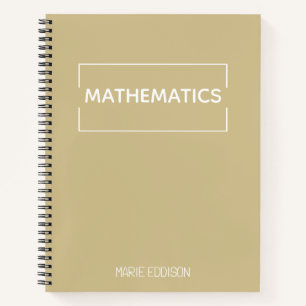 Personalised Mathematics Simple Cute Beige Notebook