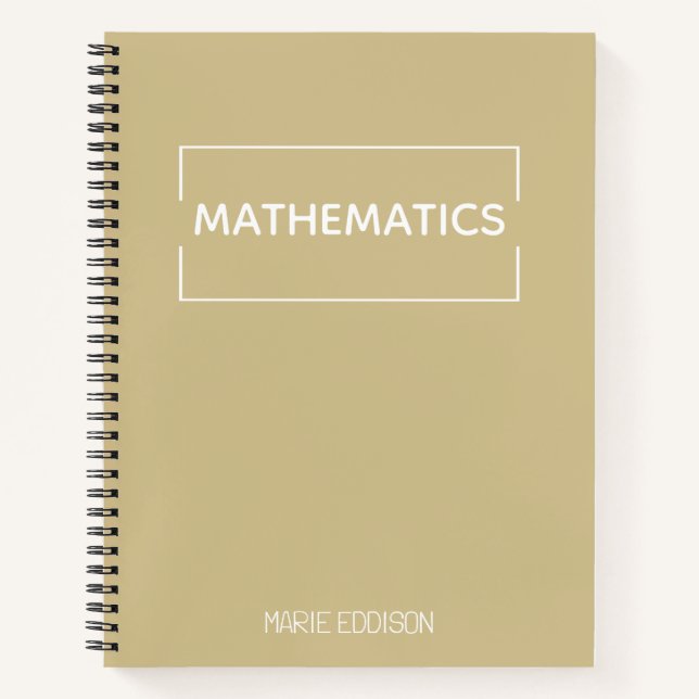 Personalised Mathematics Simple Cute Beige Notebook (Front)