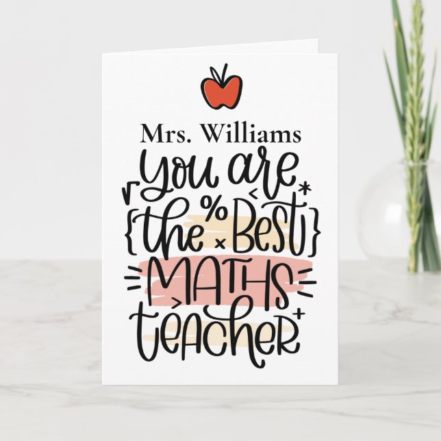 Personalised Maths Teacher Thank You Card (Front)
