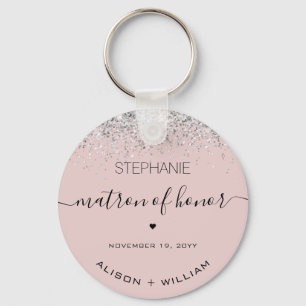 Personalised Matron of Honour Glitter confetti Key Ring