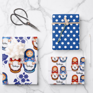 Personalised Matryoshka Dolls Wrapping Paper Sheet