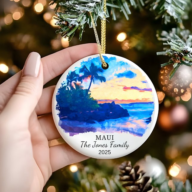 Personalised Maui Ornament, Hawaii Gift Ceramic Tree Decoration (Creator Uploaded)