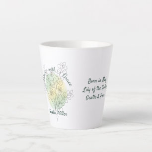 Personalised May Birth Flower Custom Name Floral Latte Mug